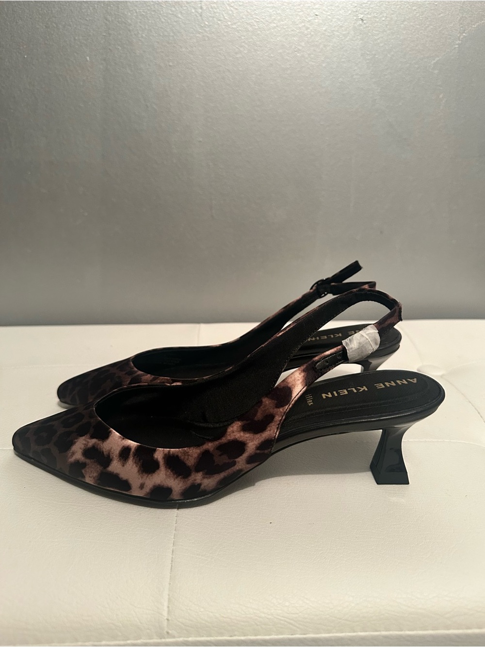 Anne Klein Leopard-Print Pointed Toe Slingback Heels